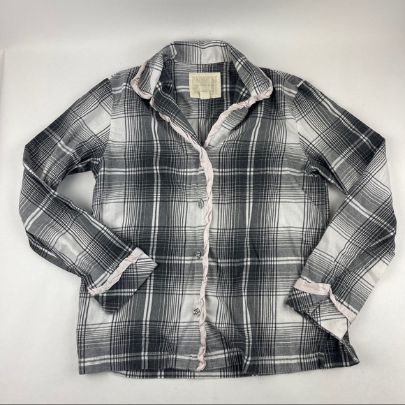 Victorias Secret Sleep Shirt Womens Small Gray Plaid Button Up - Picture 1 of 8